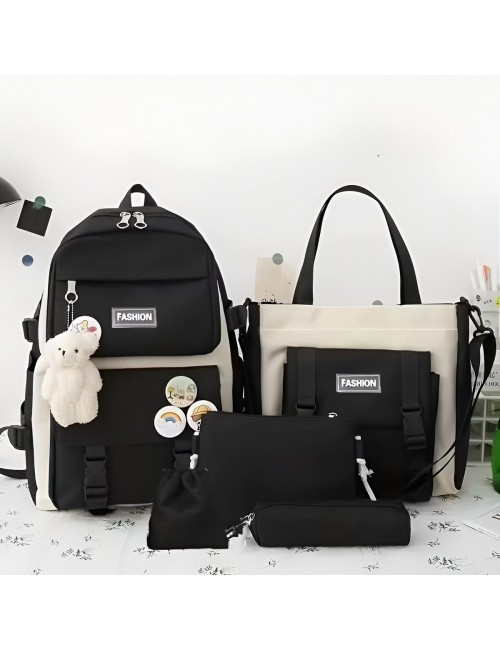 Combo Morral Maleta Aesthetic 5 Piezas Escolar Kawaii