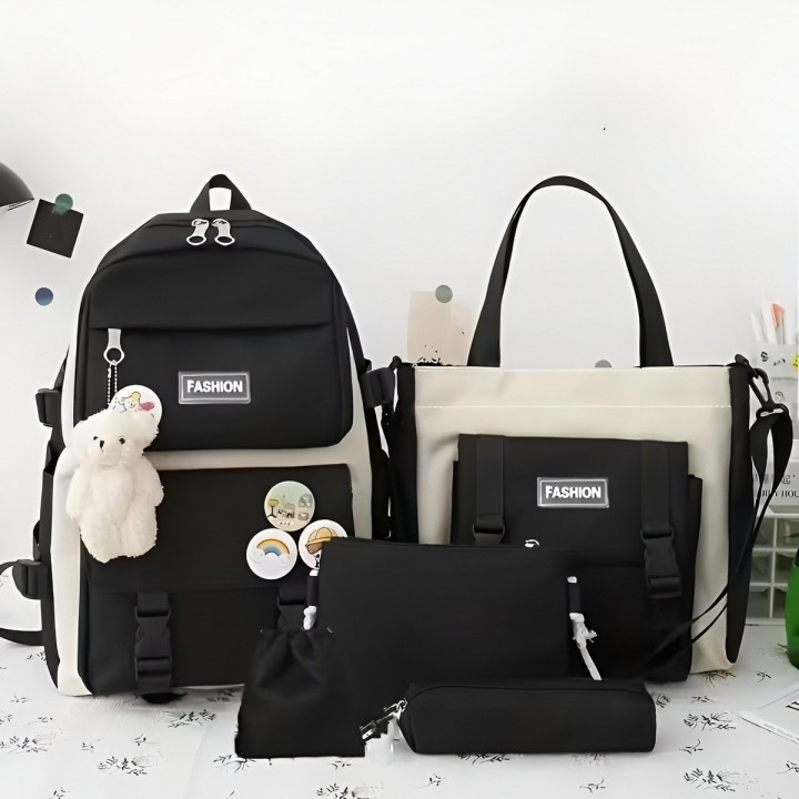 Combo Morral Maleta Aesthetic 5 Piezas Escolar Kawaii