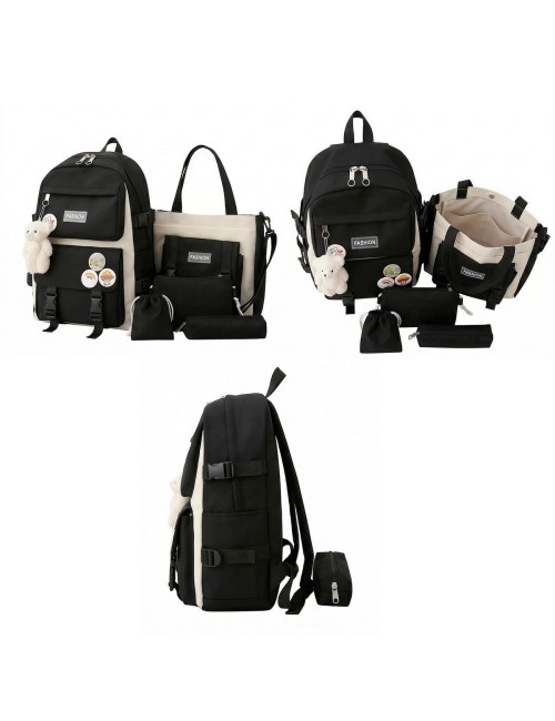 Combo Morral Maleta Aesthetic 5 Piezas Escolar Kawaii