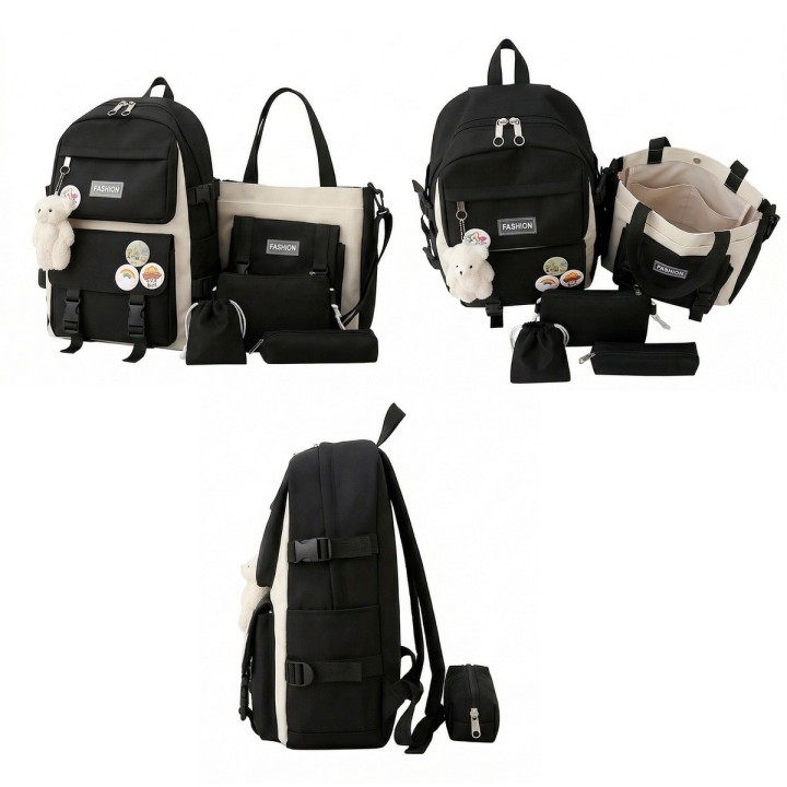 Combo Morral Maleta Aesthetic 5 Piezas Escolar Kawaii