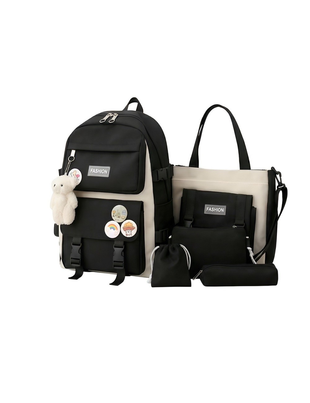 Combo Morral Maleta Aesthetic 5 Piezas Escolar Kawaii