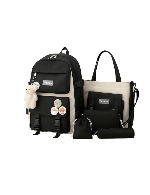 Combo Morral Maleta Aesthetic 5 Piezas Escolar Kawaii