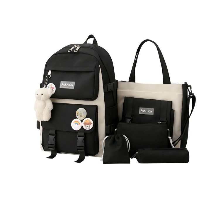 Combo Morral Maleta Aesthetic 5 Piezas Escolar Kawaii