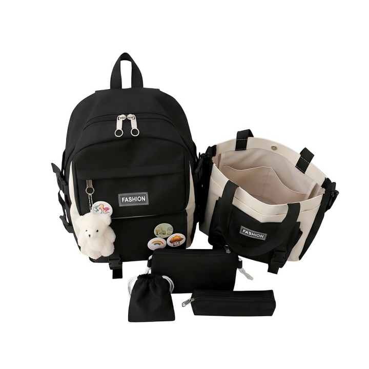 Combo Morral Maleta Aesthetic 5 Piezas Escolar Kawaii