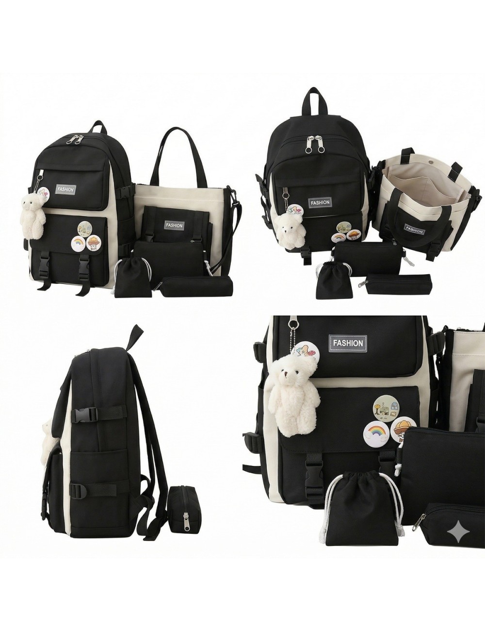 Combo Morral Maleta Aesthetic 5 Piezas Escolar Kawaii