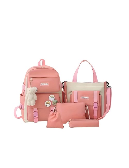 Combo Morral Maleta Aesthetic 5 Piezas Escolar Kawaii