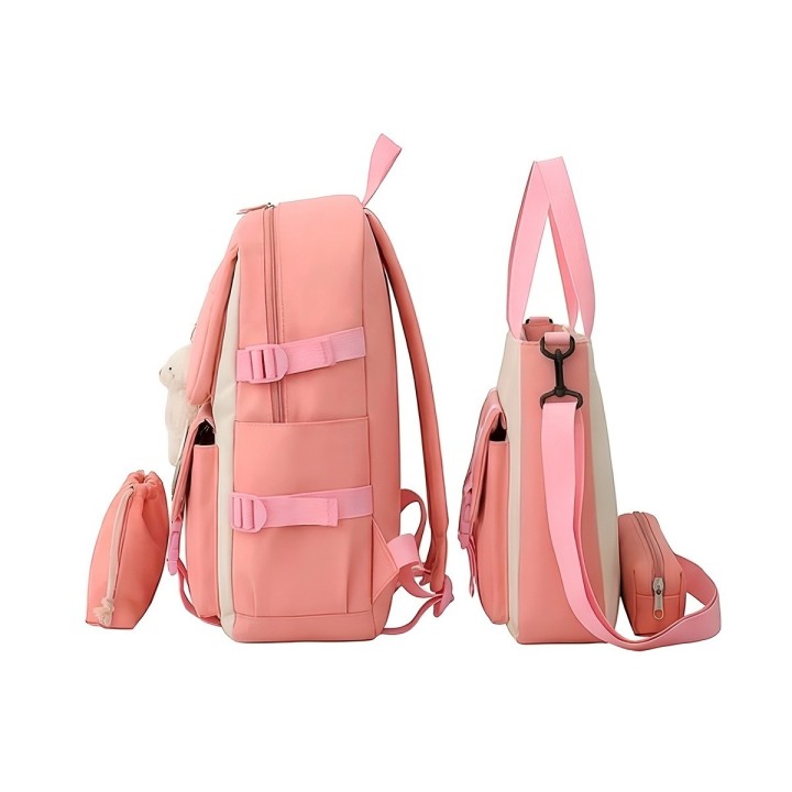 Combo Morral Maleta Aesthetic 5 Piezas Escolar Kawaii