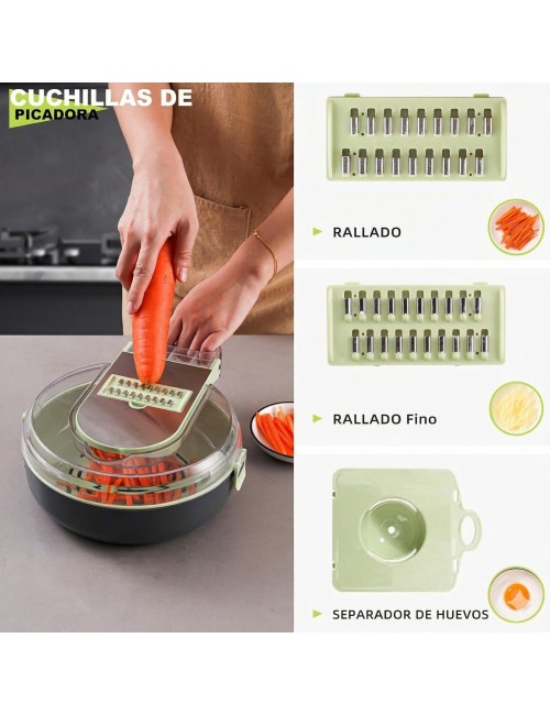 Picadora De Verduras Multifuncional 12 En 1 Con Contenedor