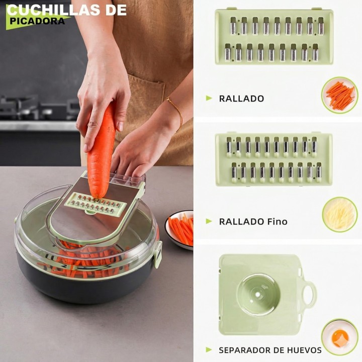 Picadora De Verduras Multifuncional 12 En 1 Con Contenedor