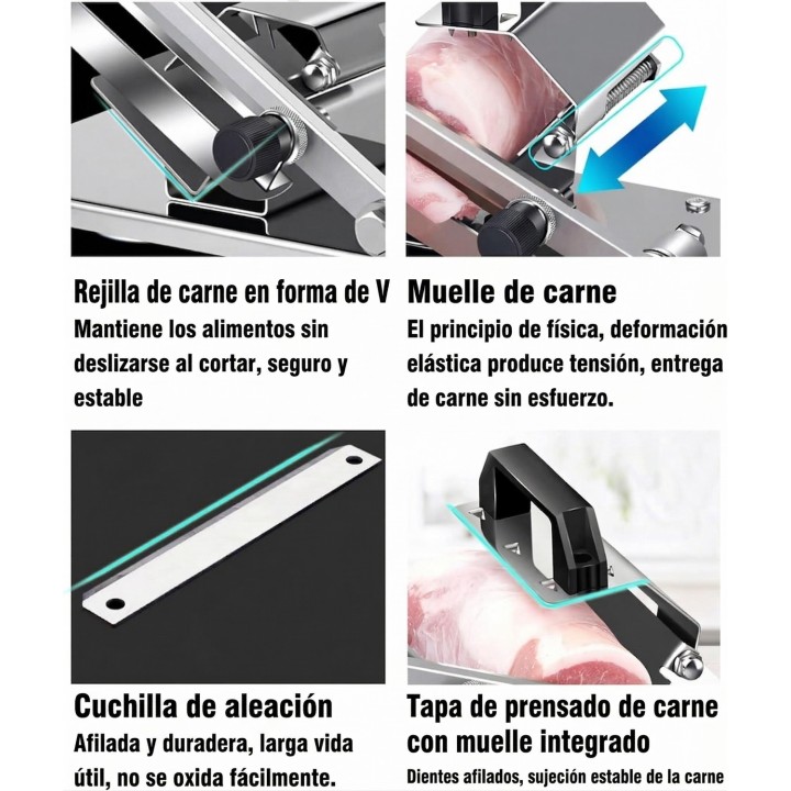 Rebanadora Manual De Carne Y Vegetales En Acero Inoxidable