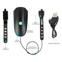 Luz De Bicicleta Recargable Con Bocina 120db Impermeable