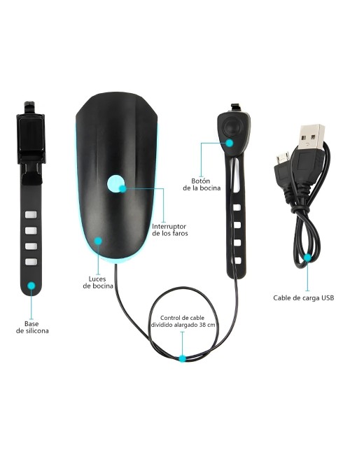 Luz De Bicicleta Recargable Con Bocina 120db Impermeable