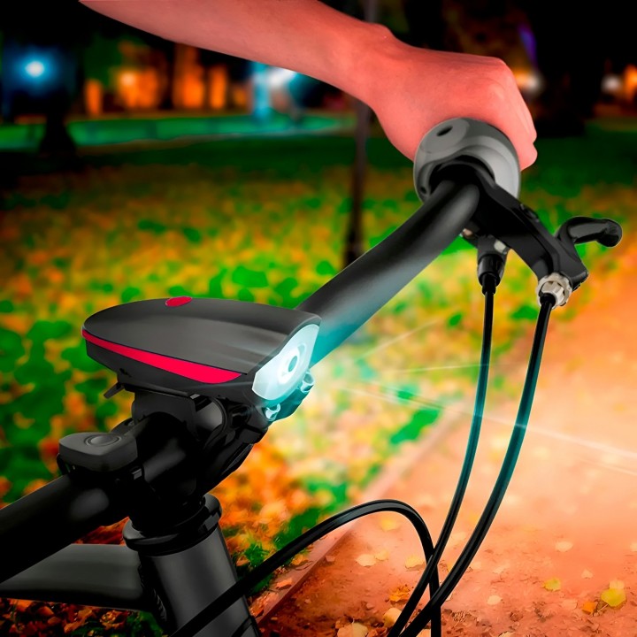 Luz De Bicicleta Recargable Con Bocina 120db Impermeable