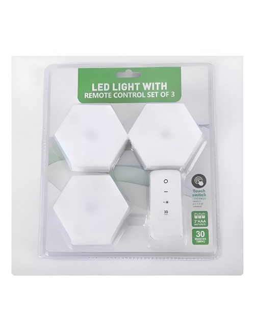 Kit 3 Lámparas Led Hexagonales Con Control Remoto Y Touch