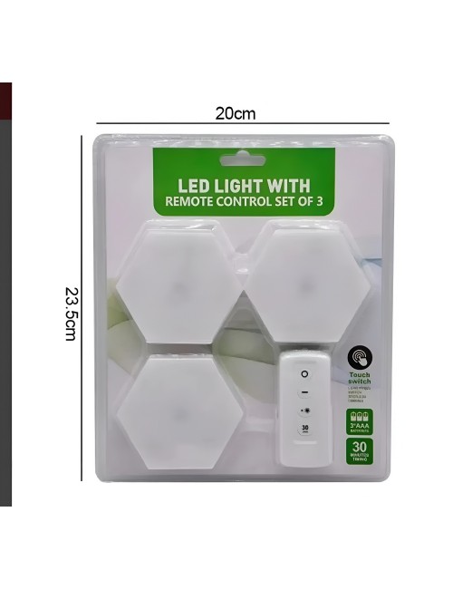 Kit 3 Lámparas Led Hexagonales Con Control Remoto Y Touch