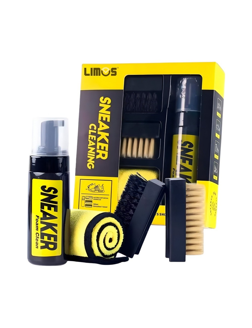 Kit Limpiador De Tenis Espuma En Seco Cepillo Y Toalla 150ml