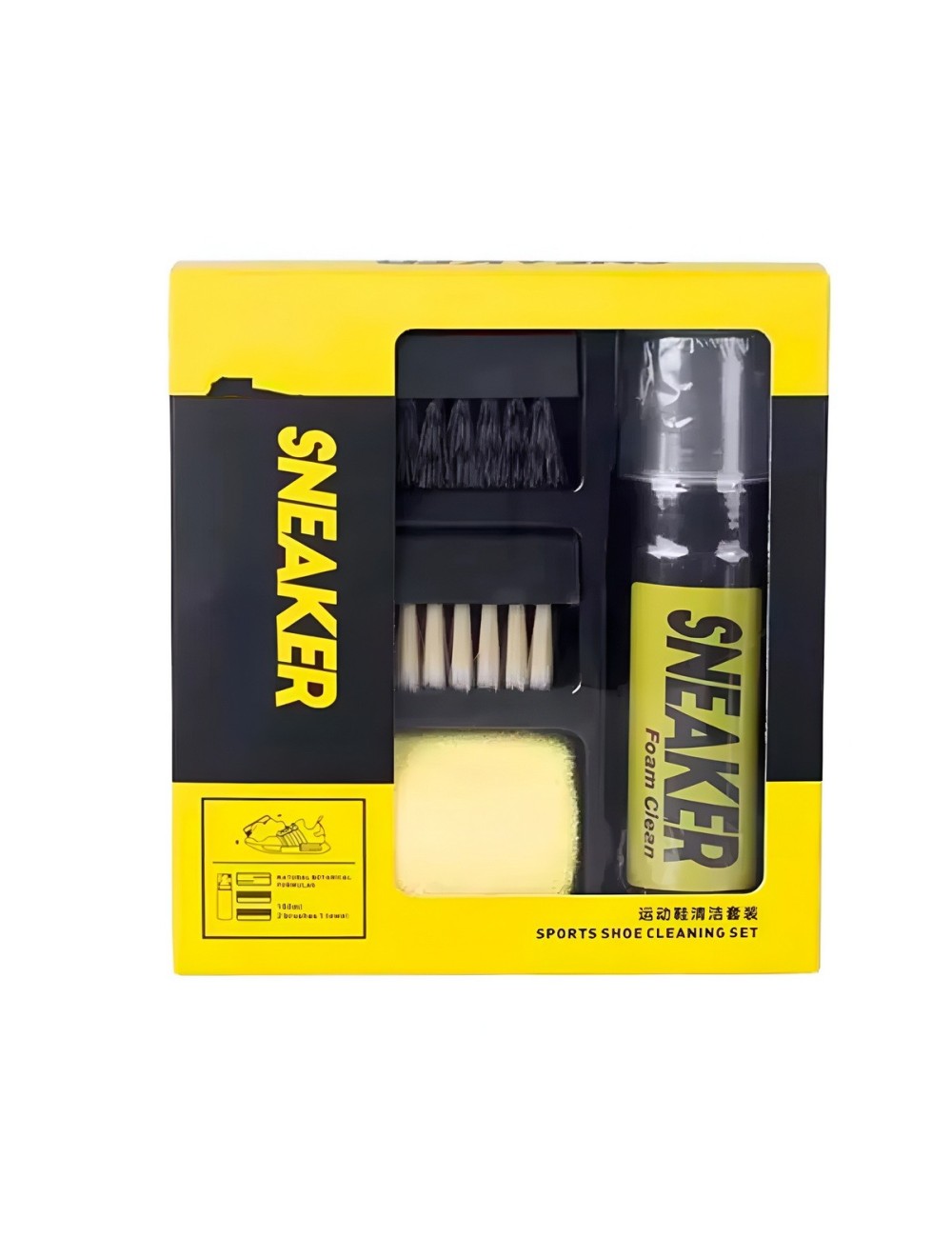 Kit Limpiador De Tenis Espuma En Seco Cepillo Y Toalla 150ml