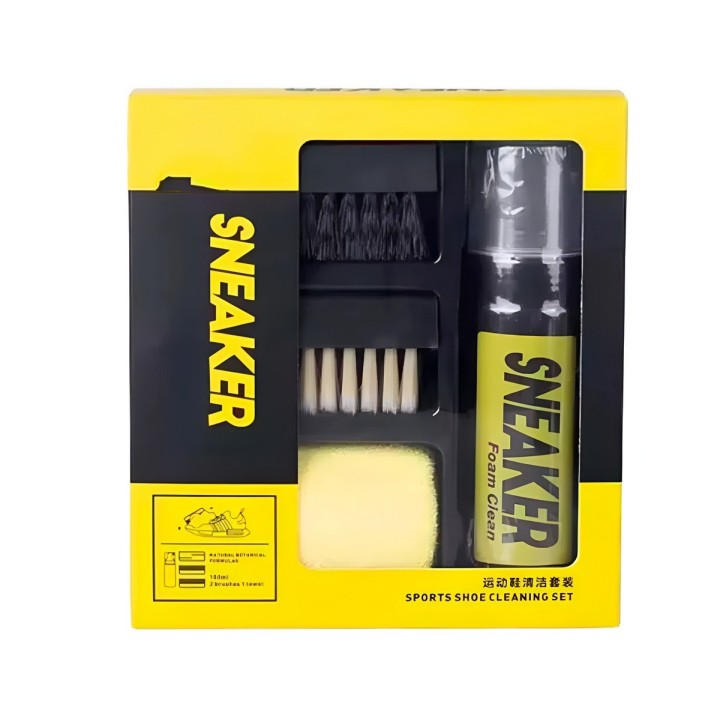Kit Limpiador De Tenis Espuma En Seco Cepillo Y Toalla 150ml