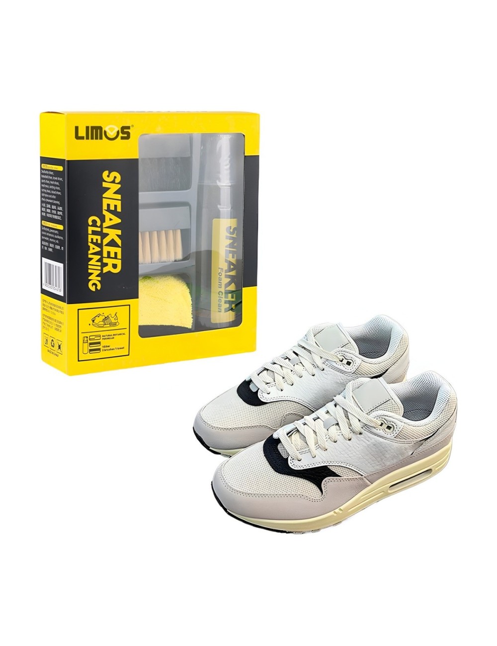 Kit Limpiador De Tenis Espuma En Seco Cepillo Y Toalla 150ml