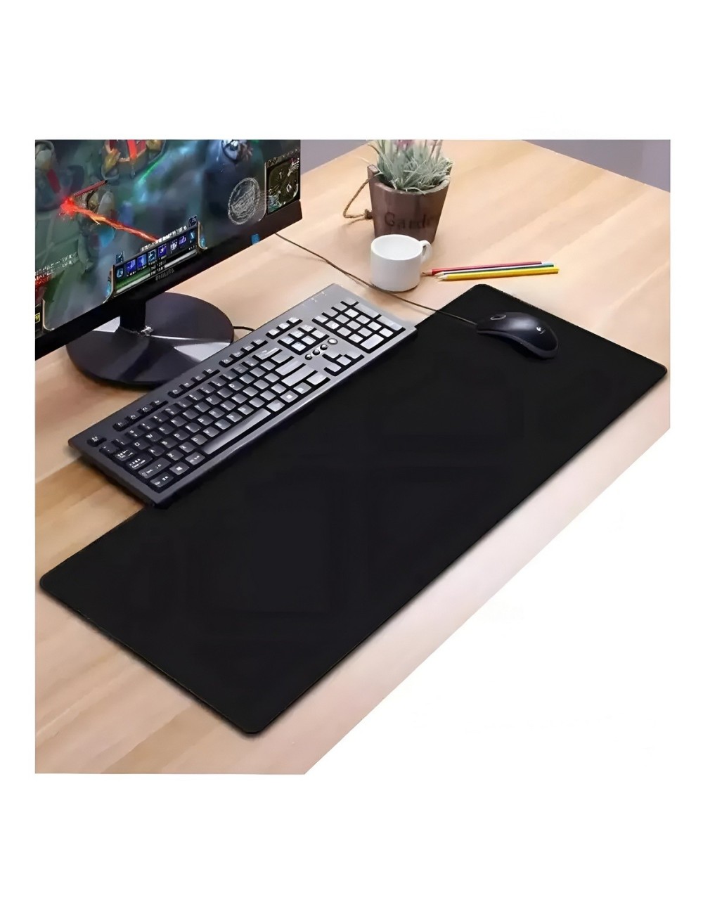 Mouse Pad Gamer Extendido 80x30cm Base Antideslizante Negro