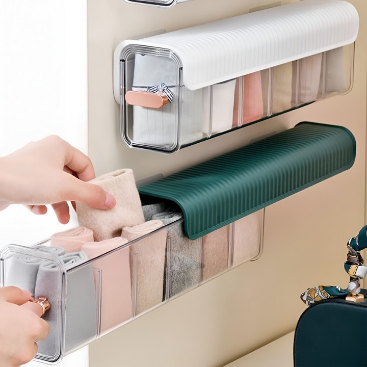 Organizador Multiusos Adhesivo Pared 6 Divisiones Ropa Cable