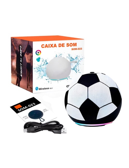 Parlante Bluetooth Forma De Balón Fútbol Tws Luz Led Rgb