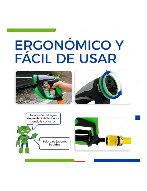 Pistola Espumadora Hidrolavadora Portátil + Jabonera 4 En 1