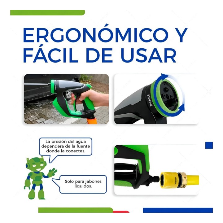 Pistola Espumadora Hidrolavadora Portátil + Jabonera 4 En 1