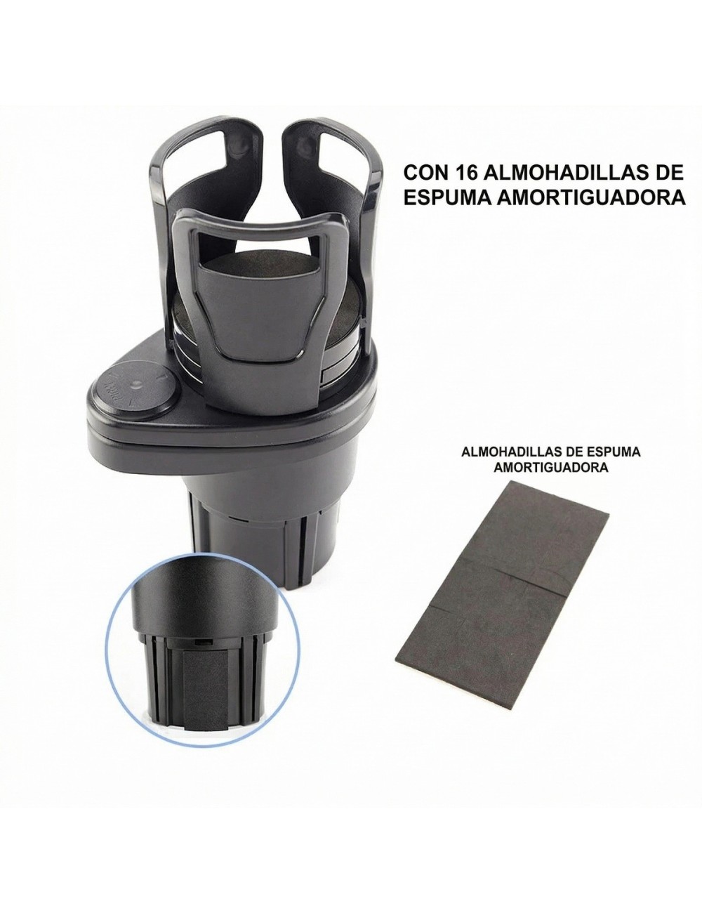 Portavasos Doble Carro Expansible Rotación 360 Grados 2 En 1