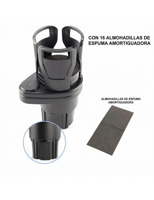 Portavasos Doble Carro Expansible Rotación 360 Grados 2 En 1