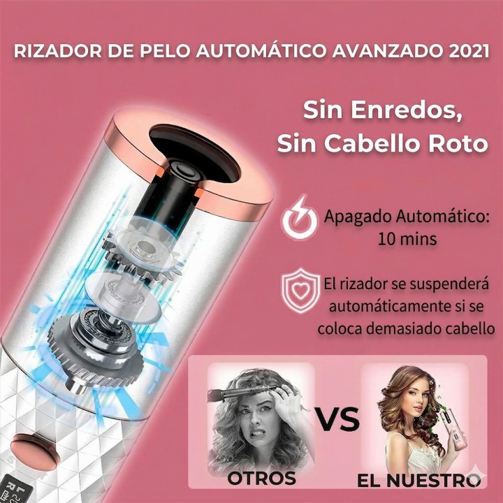 Rizador De Pelo Automático Inalámbrico Cerámica 34w Usb