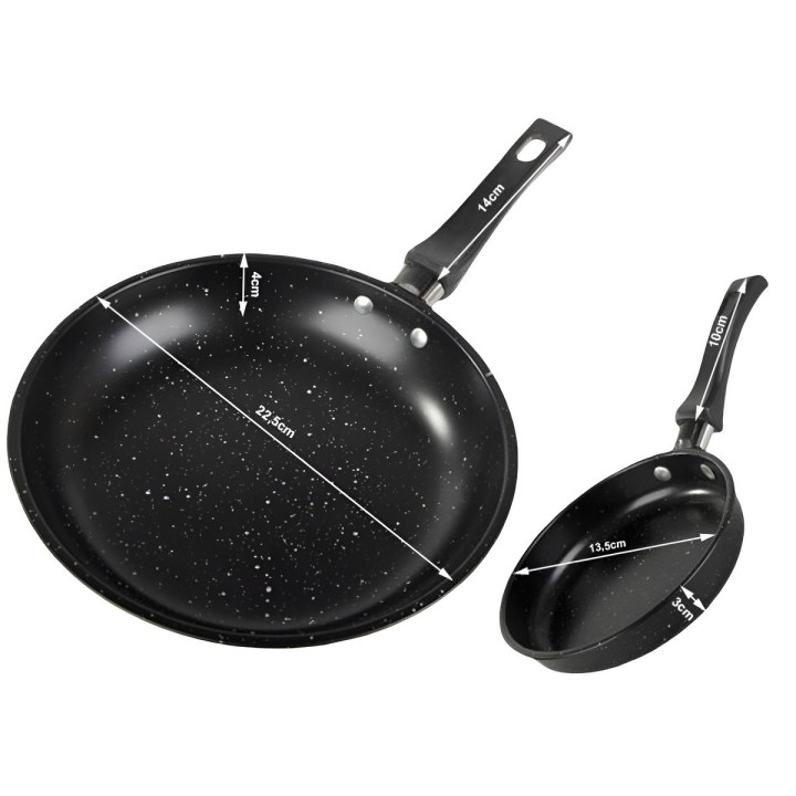 Set X2 Sartenes Antiadherente Granito Mango Ergonómico