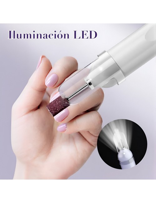 Torno Para Uñas Profesional Recargable 3 Niveles Con Luz Led