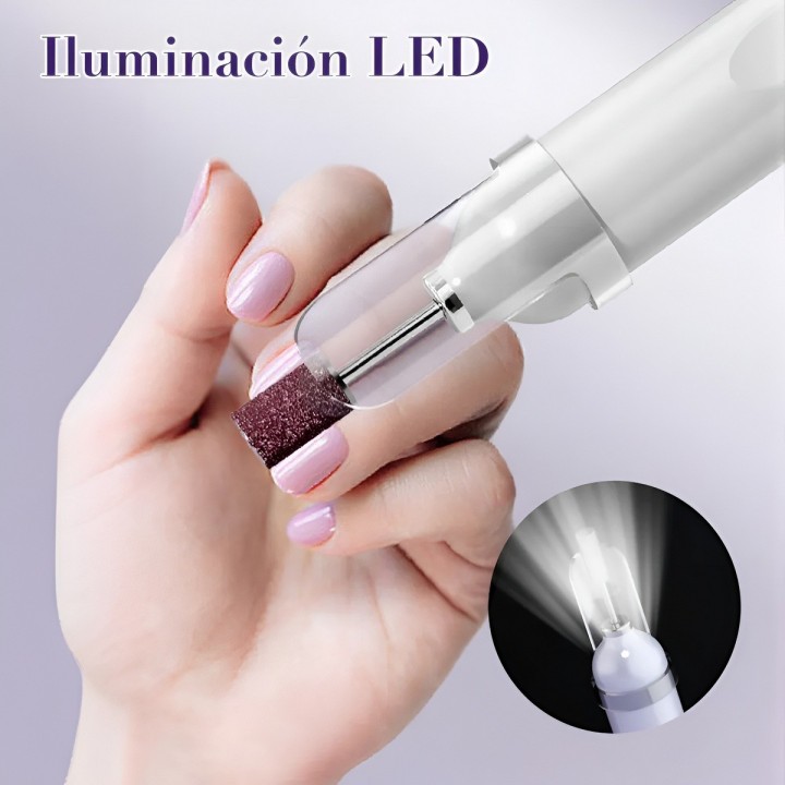 Torno Para Uñas Profesional Recargable 3 Niveles Con Luz Led