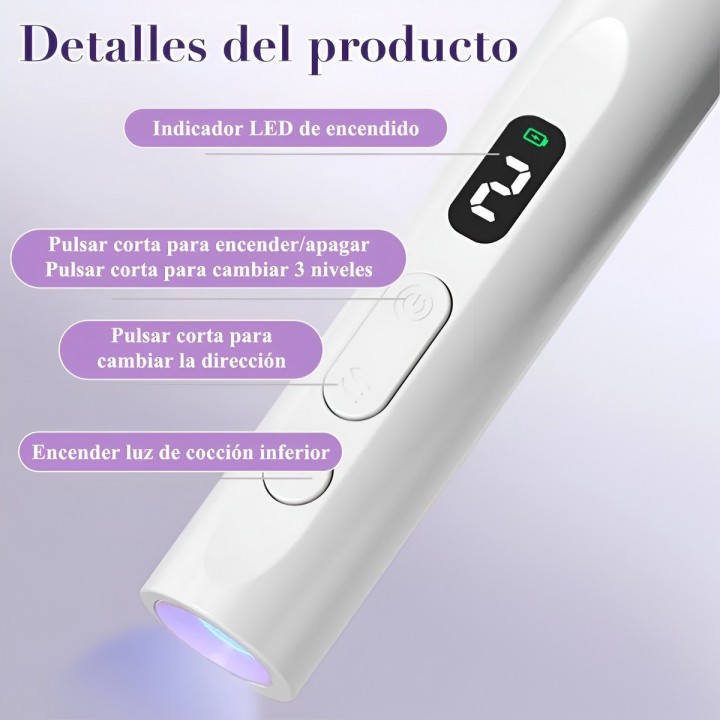 Torno Para Uñas Profesional Recargable 3 Niveles Con Luz Led
