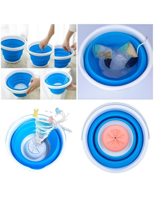 Balde Plegable Con Motor Mini Lavadora Portátil Usb 5w