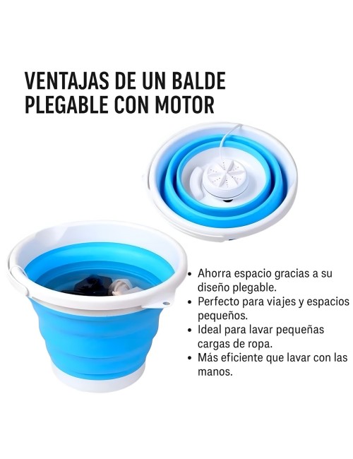 Balde Plegable Con Motor Mini Lavadora Portátil Usb 5w