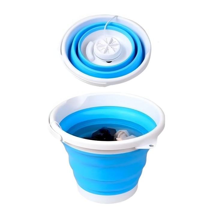 Balde Plegable Con Motor Mini Lavadora Portátil Usb 5w