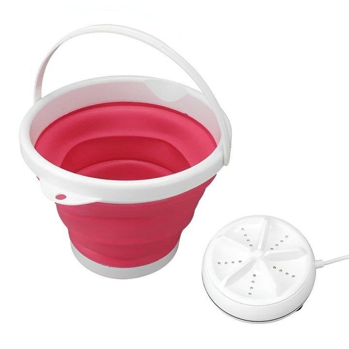 Balde Plegable Con Motor Mini Lavadora Portátil Usb 5w