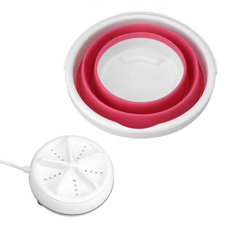 Balde Plegable Con Motor Mini Lavadora Portátil Usb 5w