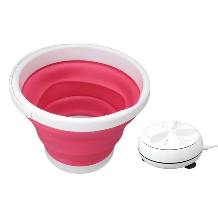 Balde Plegable Con Motor Mini Lavadora Portátil Usb 5w