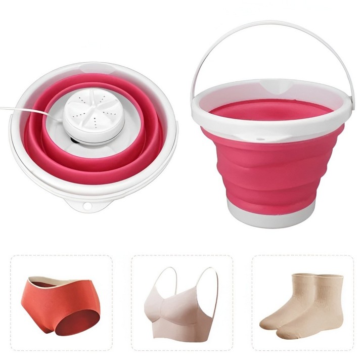 Balde Plegable Con Motor Mini Lavadora Portátil Usb 5w
