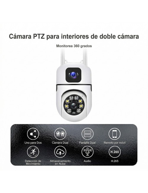 Cámara De Seguridad Ptz Doble Lente 360 Wifi Hd Visión Color