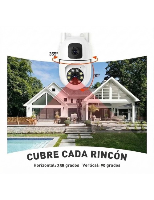 Cámara De Seguridad Ptz Doble Lente 360 Wifi Hd Visión Color