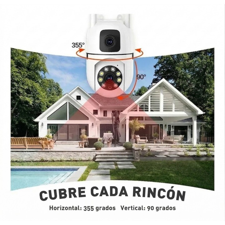 Cámara De Seguridad Ptz Doble Lente 360 Wifi Hd Visión Color