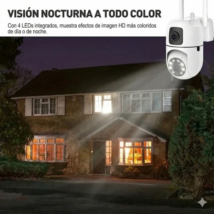 Cámara De Seguridad Ptz Doble Lente 360 Wifi Hd Visión Color