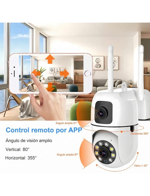 Cámara De Seguridad Ptz Doble Lente 360 Wifi Hd Visión Color
