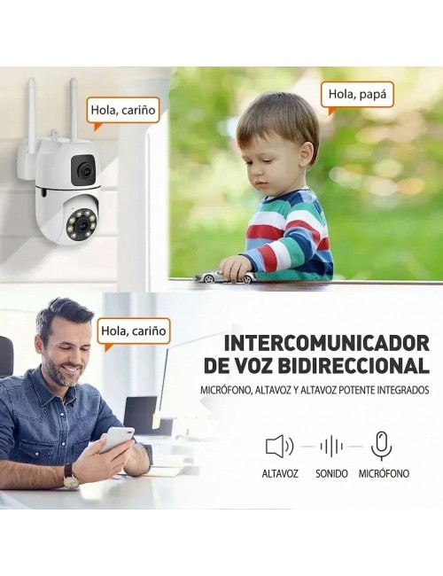 Cámara De Seguridad Ptz Doble Lente 360 Wifi Hd Visión Color