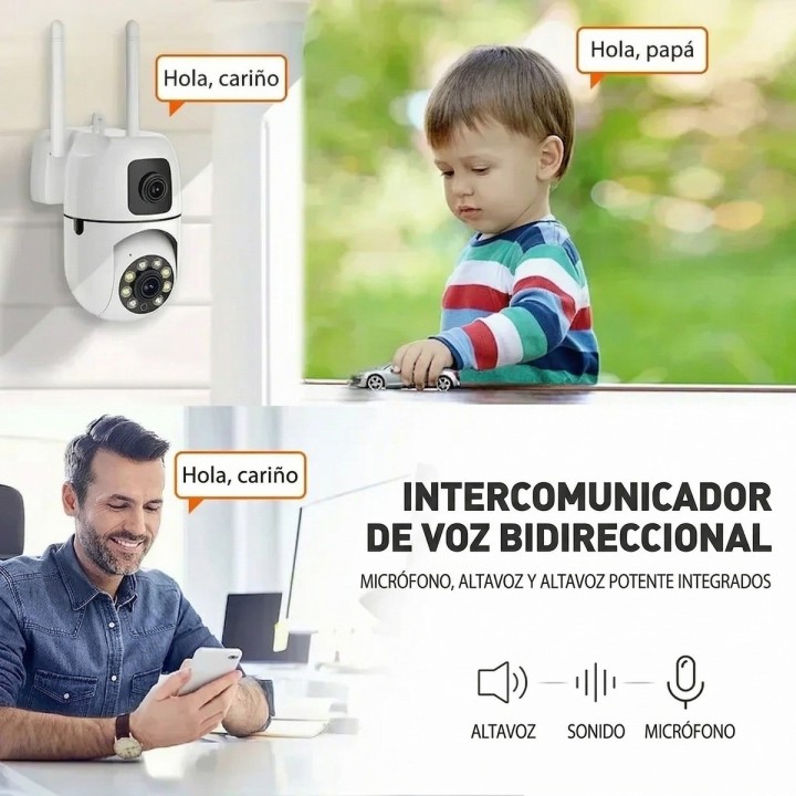 Cámara De Seguridad Ptz Doble Lente 360 Wifi Hd Visión Color