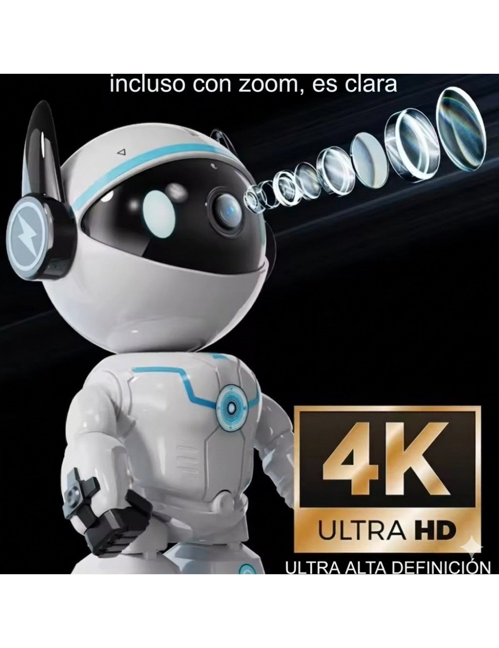 Cámara De Seguridad Robot Wifi 2k 360° Seguimiento Humanoide